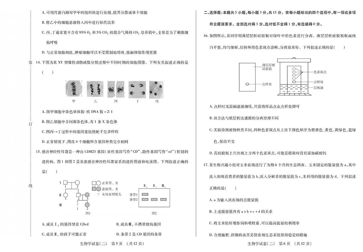 2026黑龙江省新时代高中教育联合体高三上学期开学摸底（二）生物PDF版含解析第3页