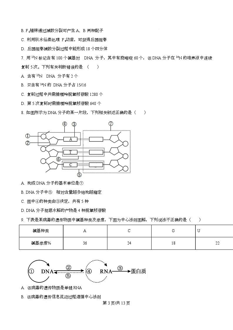黑龙江省哈尔滨市第九中学校2025-2026学年高二上学期9月月考生物试卷  Word版无答案第3页
