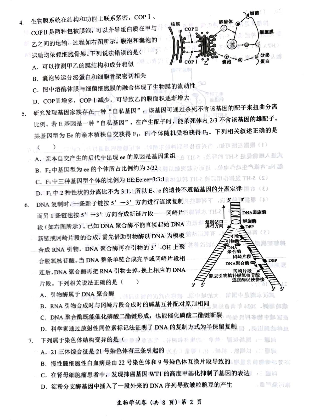 湖北省部分名校2026届高三上学期9月月考-生物试题无答案第2页