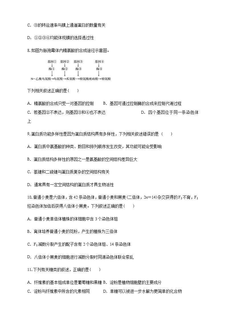 白城一中2025级高二开学考生物试卷第3页