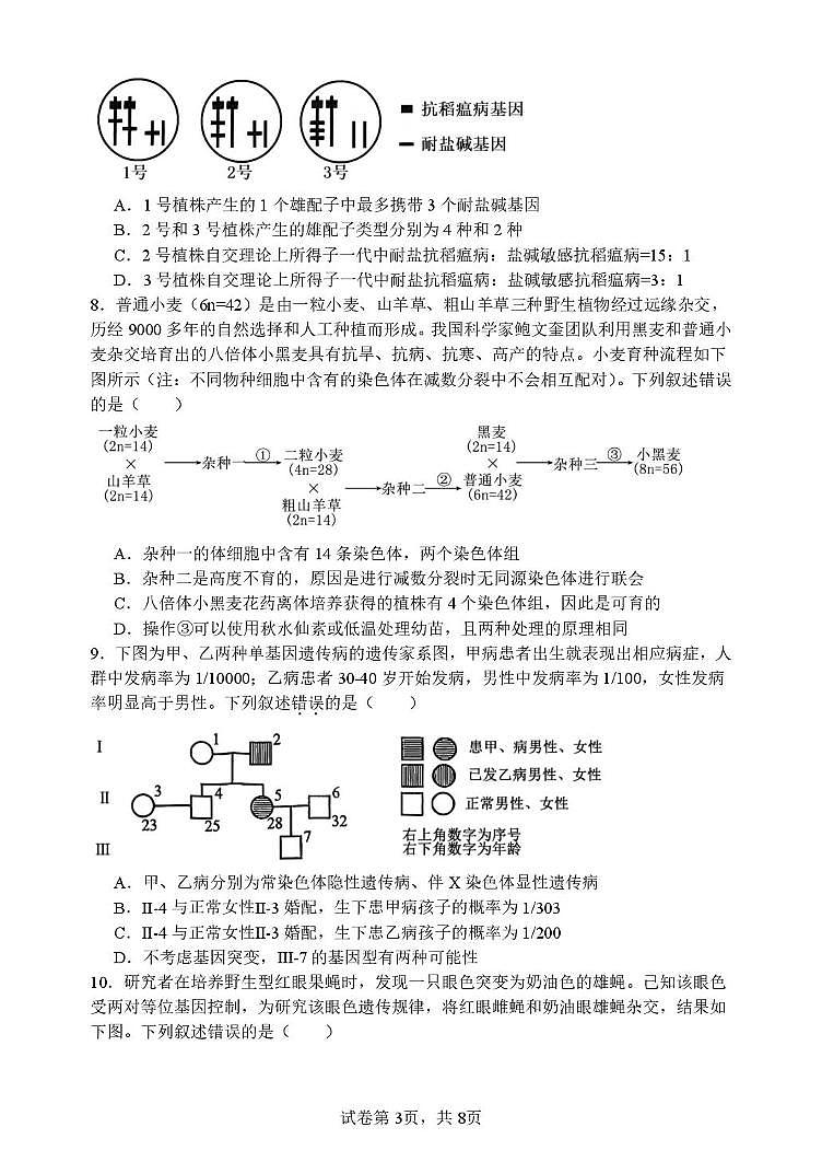 山东省潍坊第一中学2025-2026学年高二上学期开学考试生物试题第3页