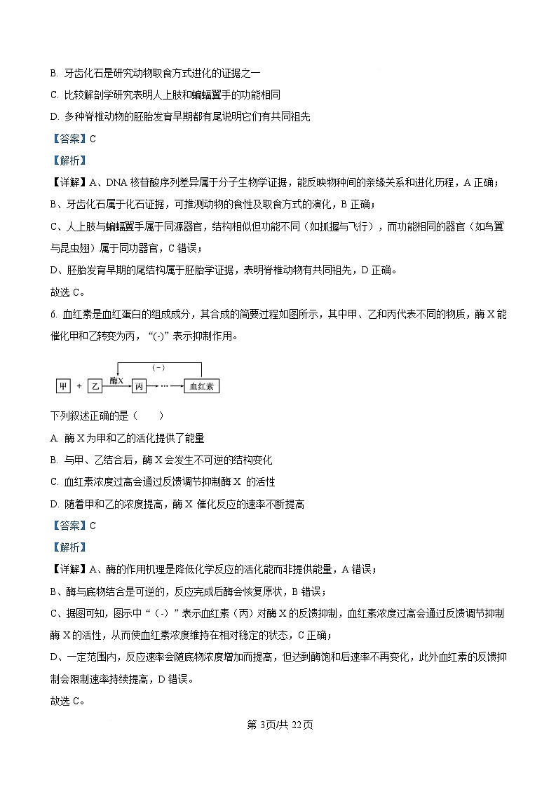 2025年高考真题——生物（浙江卷） Word版含解析第3页