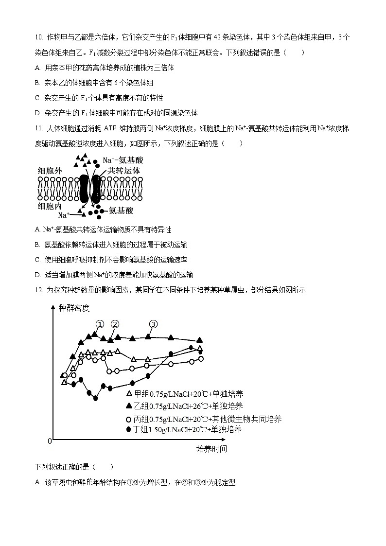 2025年高考真题——生物（浙江卷）试卷（Word版附答案）第3页