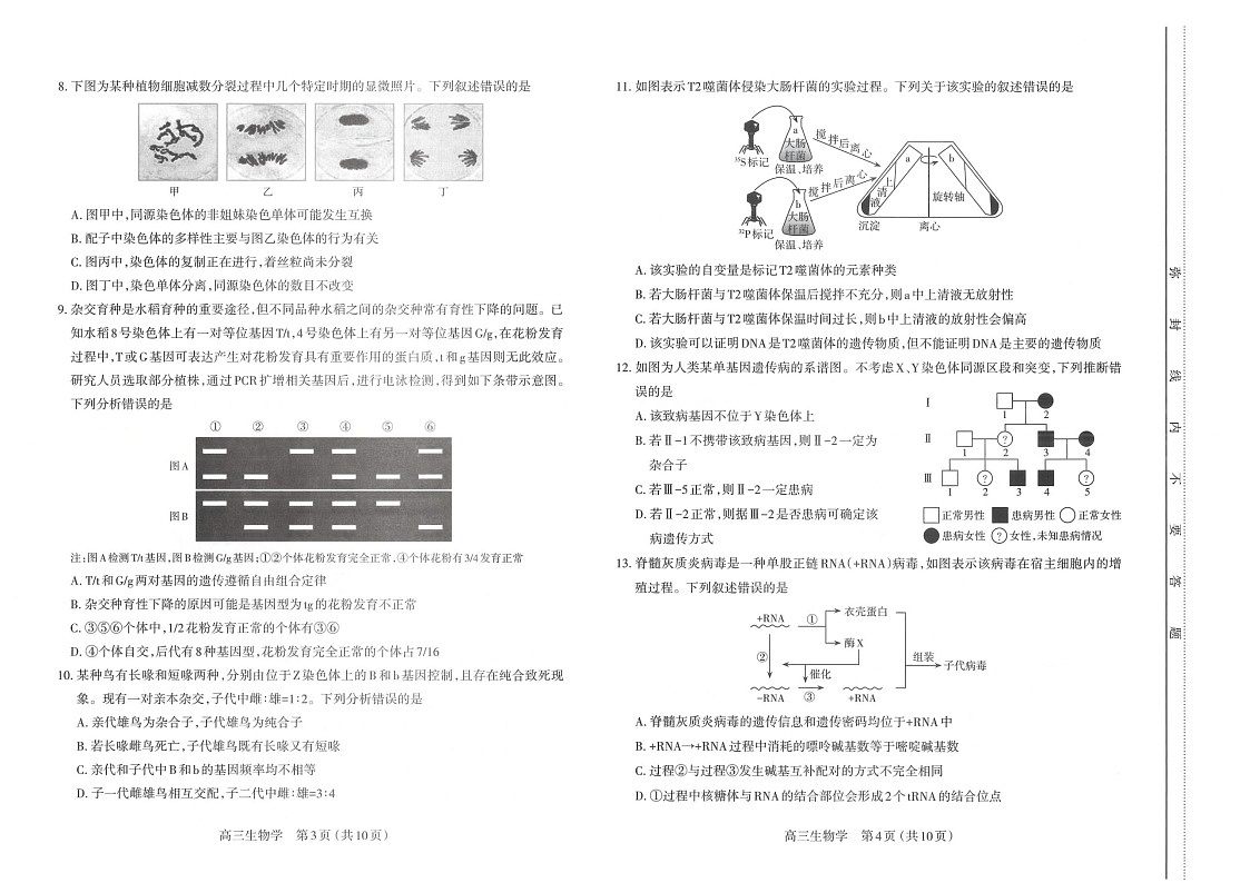 2025届山西省太原市高三下学期11月期中诊断考-生物试题（含答案）第2页