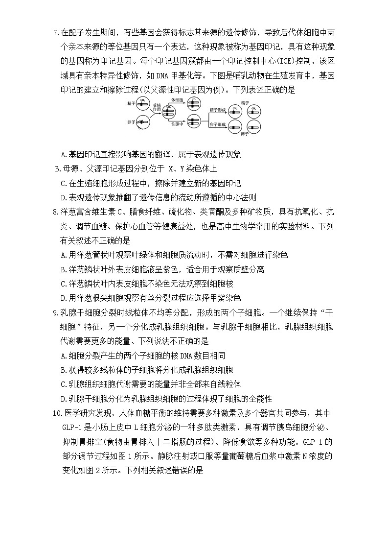 炎德·英才大联考雅礼中学2026届高三月考试卷（二）生物第3页