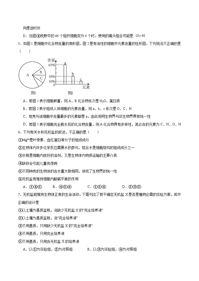 2025淄博十一中高一上学期10月第一次月考试题生物含答案第2页