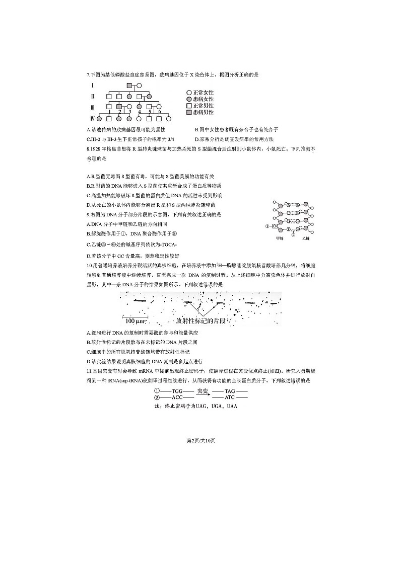 2023北京东城高一下期末生物试卷及答案第2页