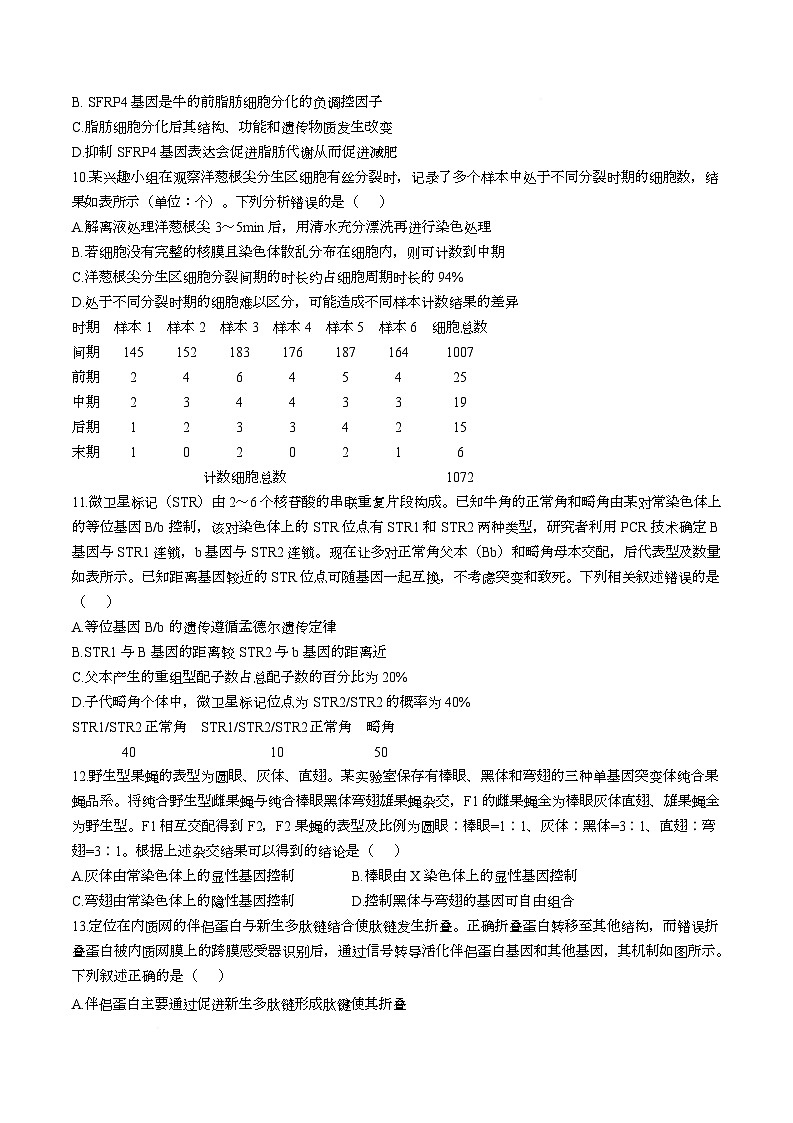 湖南省部分学校2026届高三上学期9月大联考生物试题（Word版附答案）第3页