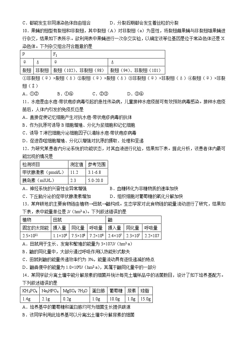 湖北省楚天协作体2025-2026学年高三上学期9月起点考试生物试题(含答案)第3页