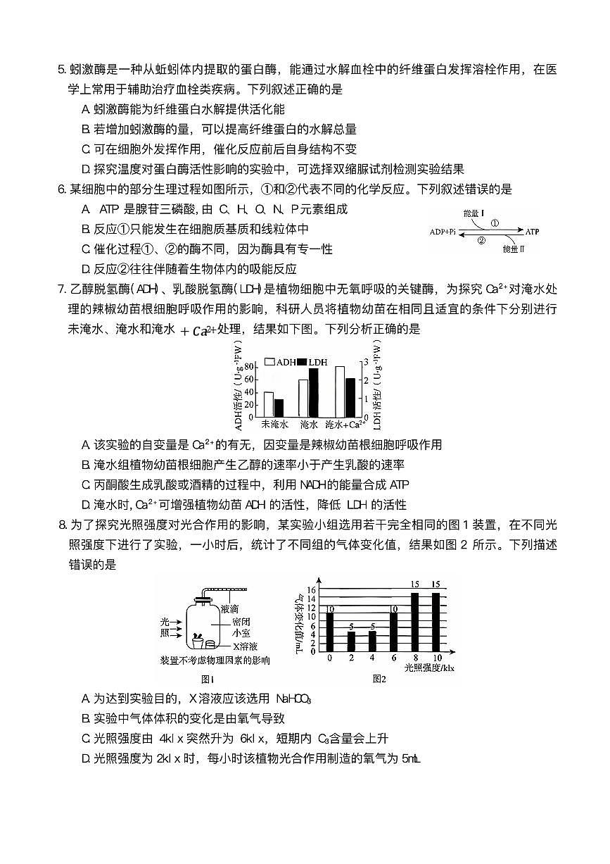 湖南天壹名校联盟2025年下学期高三9月联考生物试题及答案第2页