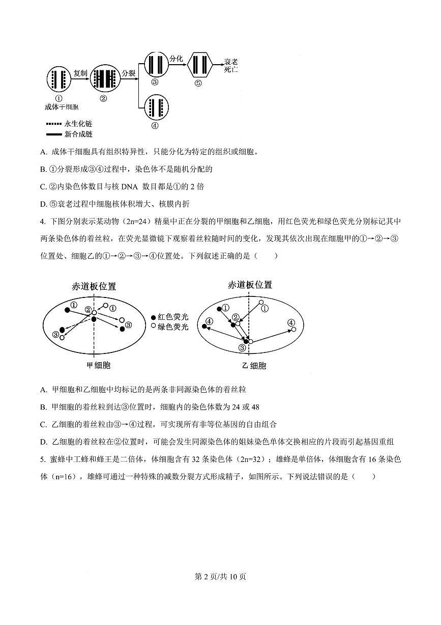 天津市南开大学附中2026届高三上学期9月第一次阶段检测生物试题+答案第2页