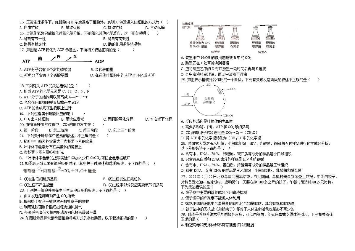 黑龙江省佳木斯市东风区佳木斯市第八中学2024-2025学年高三上学期开学考试生物试题第2页