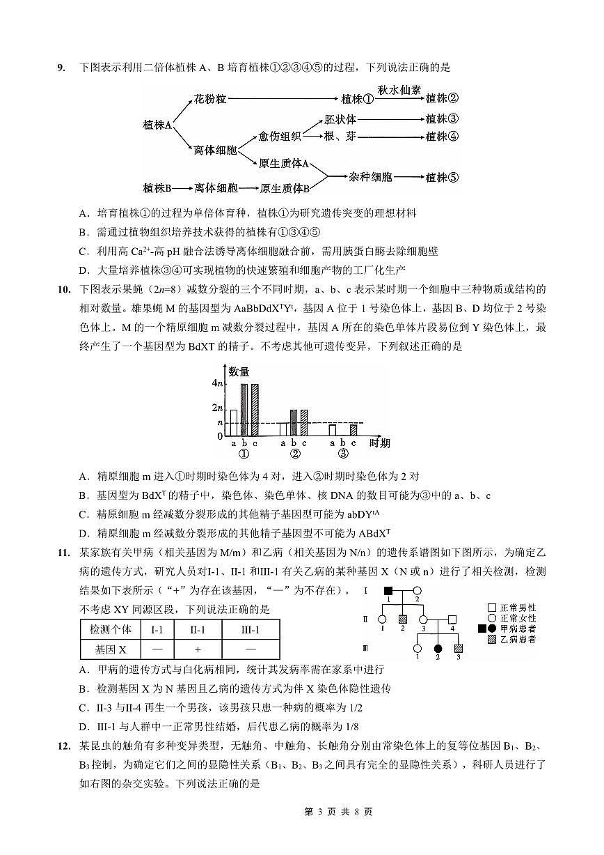 生物-重庆市第一中学2025-2026学年高三上学期9月月考第3页