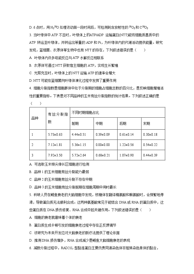 湖北省荆州市2025-2026学年高三上学期9月开学考试生物试卷（学生版）第2页