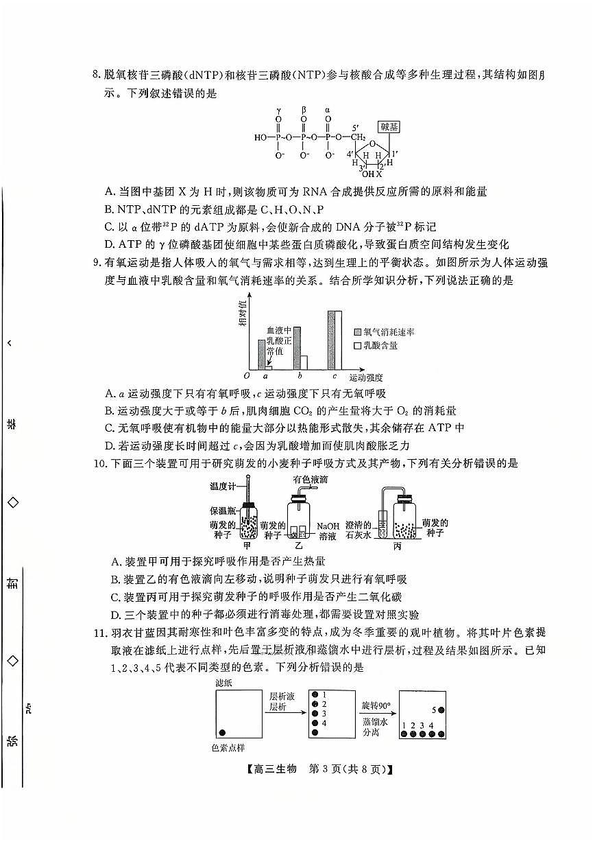 河北省衡水市2025-2026学年高三上学期第三次调研考试生物第3页