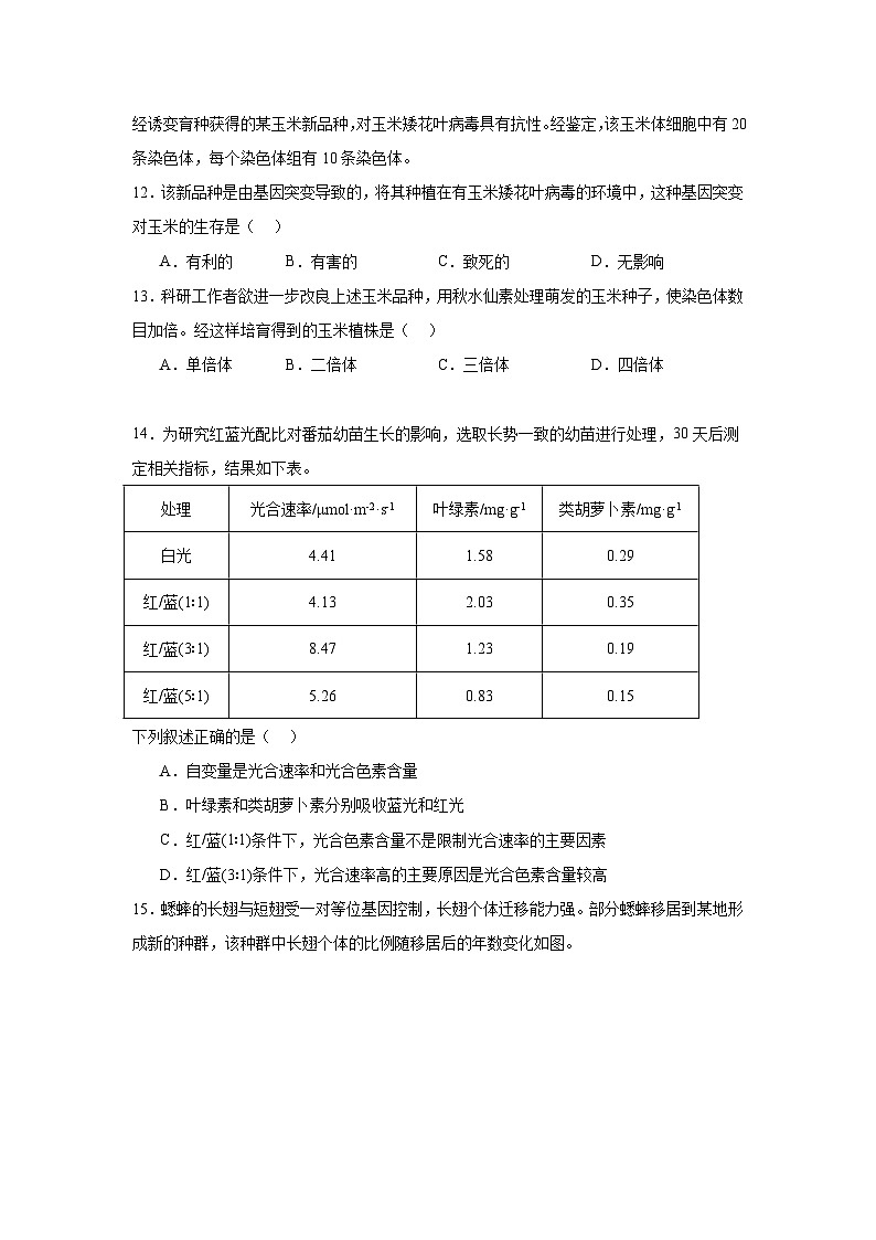 2025年7月浙江省高中学业水平考试生物试题卷（无答案）第3页