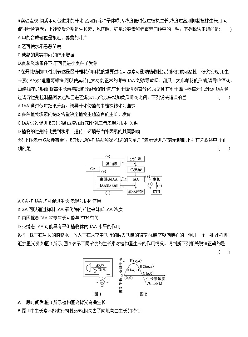 高二生物（人教版）试题选择性必修一阶段质量检测（四）植物生命活动的调节（Word版附解析）第2页