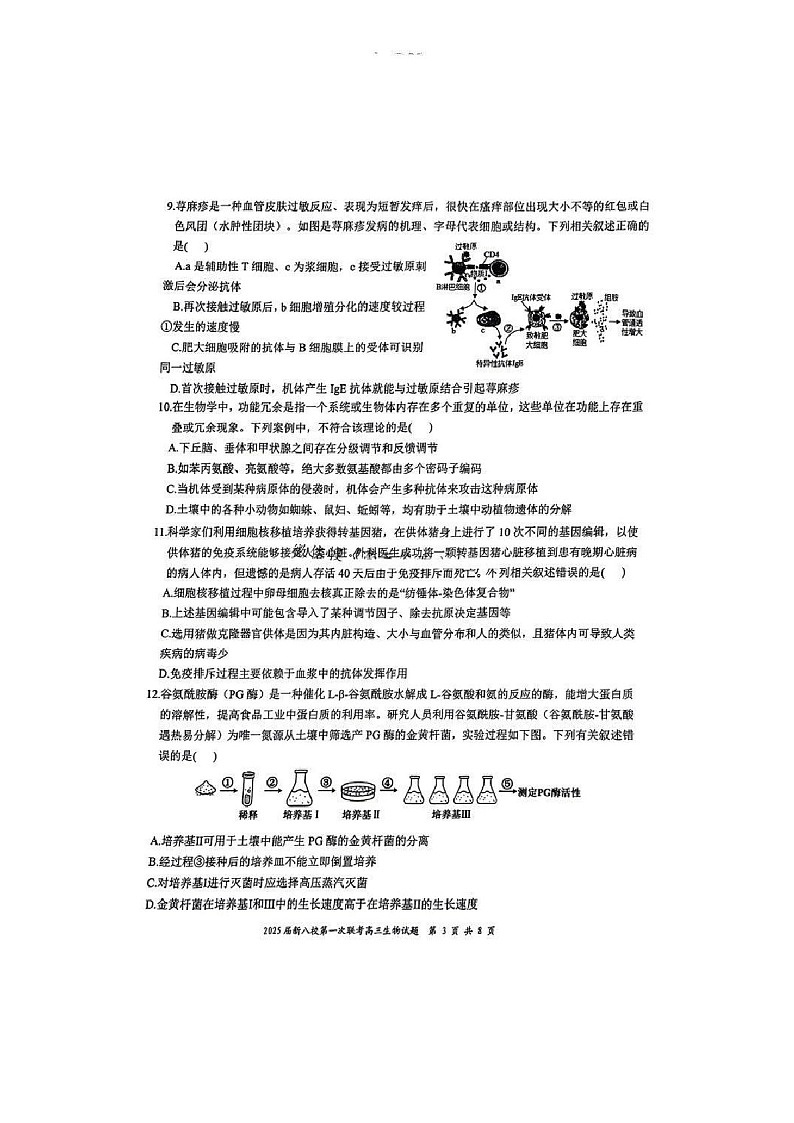 江西省新八校2025届高三上学期第一次联考-生物试卷（含答案）第3页