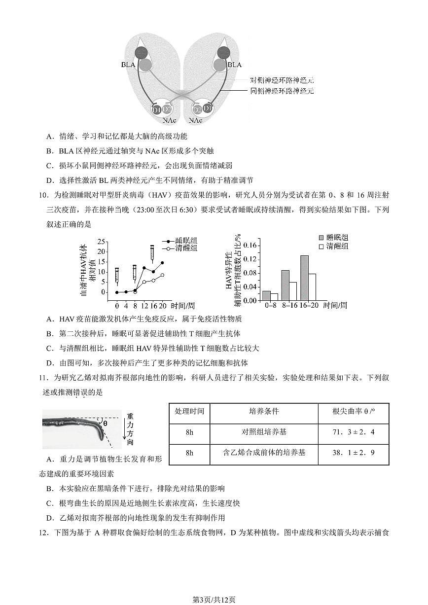 北京市东城区2025届高三生物下学期4月一模试题pdf第3页