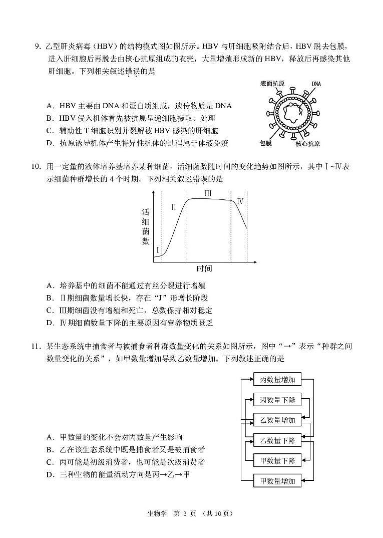 北京市门头沟区2025届高三生物下学期3月一模试题pdf第3页