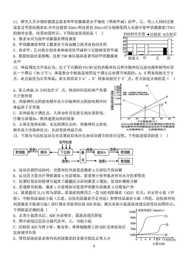 山东省潍坊第一中学2025-2026学年高二上学期10月月考生物试题第3页