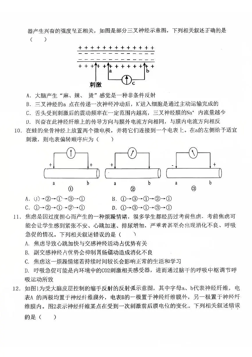 2025-2026年度陕西省韩城象山中学培优部高二生物第一次月考试卷第3页