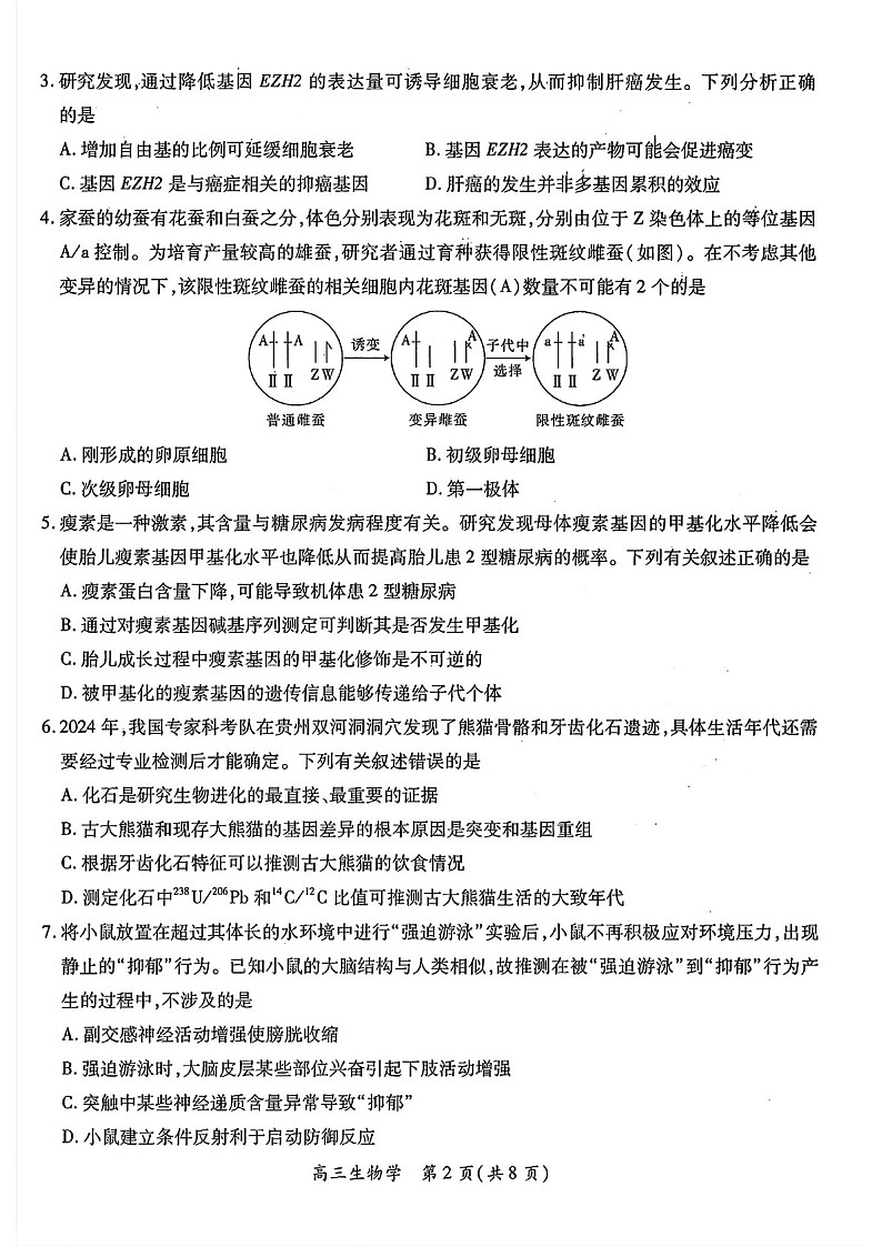 江西省2025-2025年高三上学期期末考-生物试题（含答案）第2页
