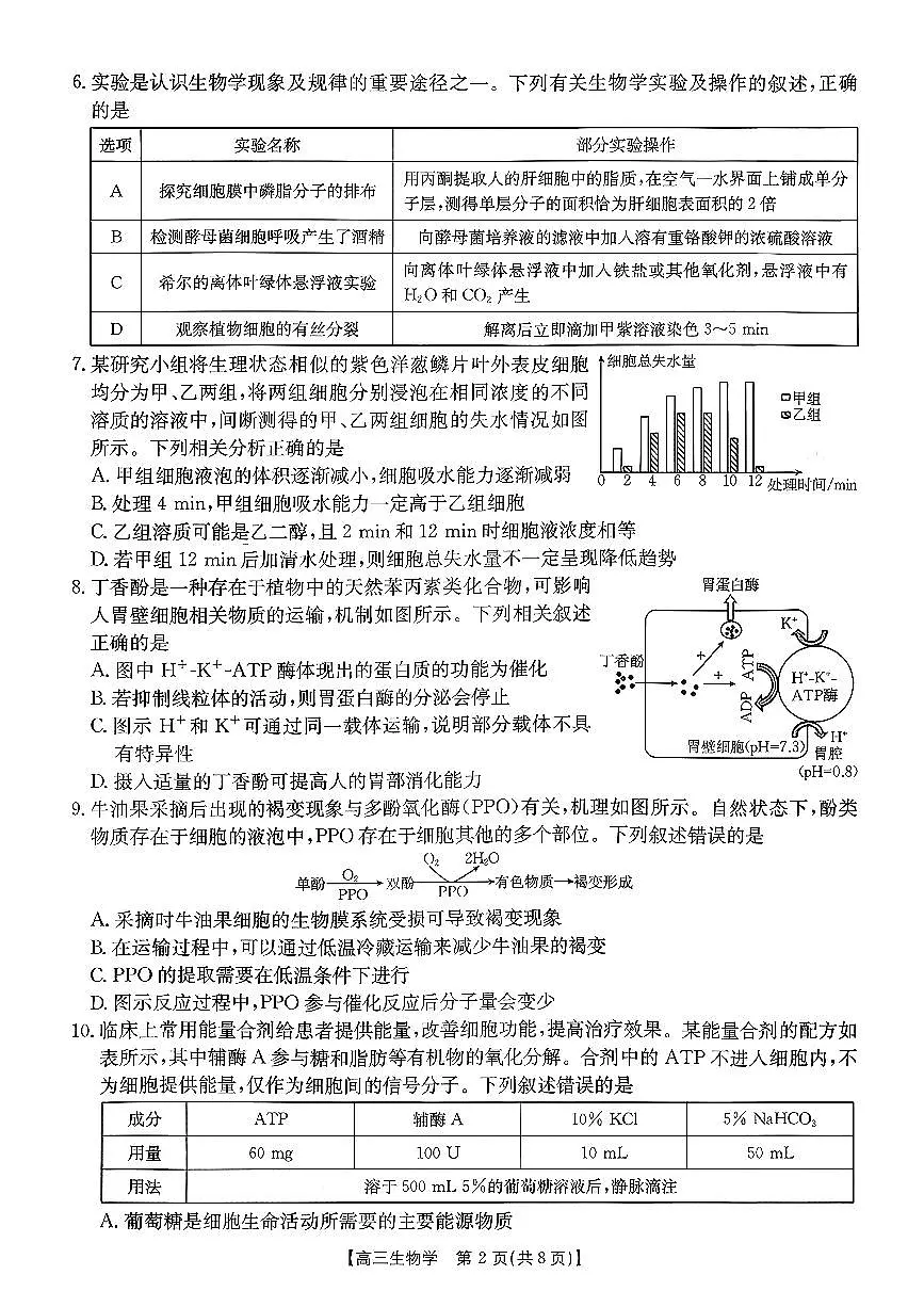 2026山东省百校大联考高三上学期10月检测试题生物PDF版含解析第2页