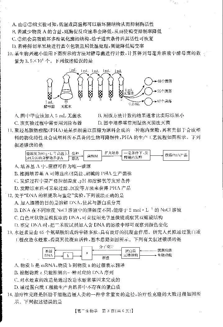 河南省新乡2025年高二7月期末考试生物试卷+答案第3页