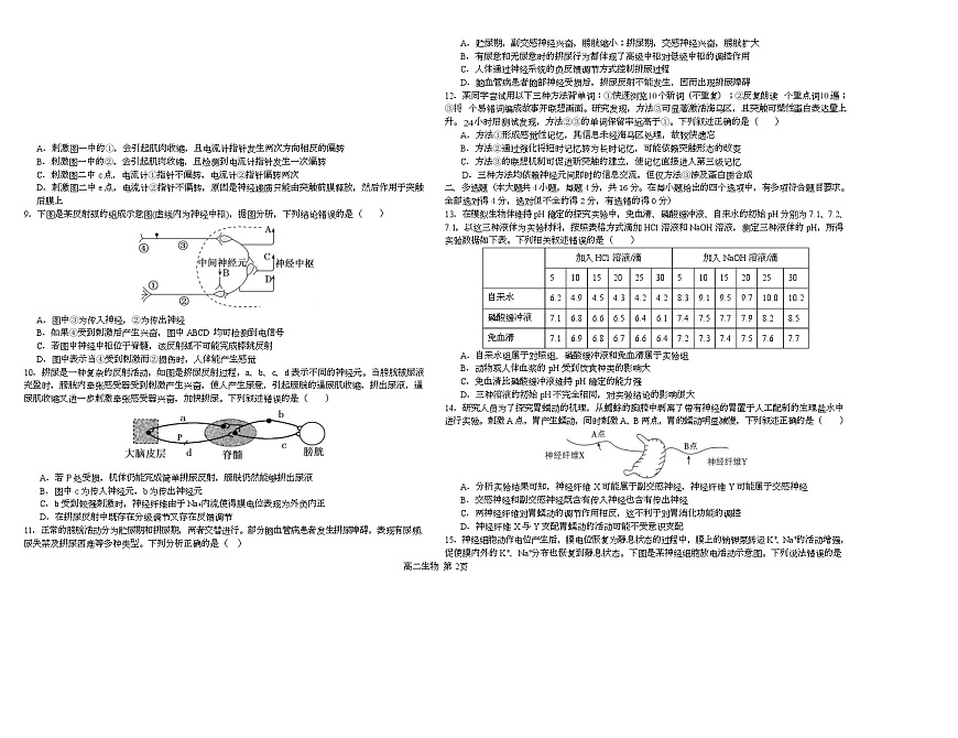 江西省南昌中学三经路校区2025-2026学年高二上学期10月月考生物试卷（Word版附解析）第2页