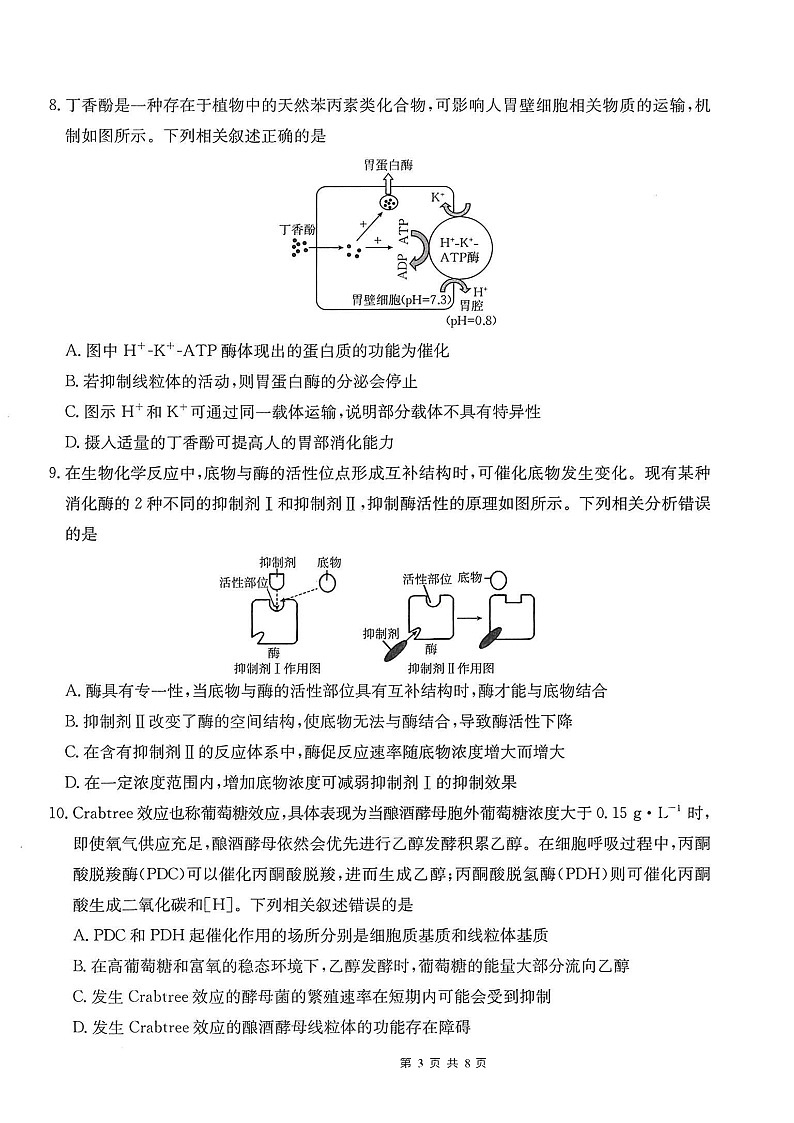 重庆市金太阳联考2026届高三上学期10月月考 生物试卷第3页