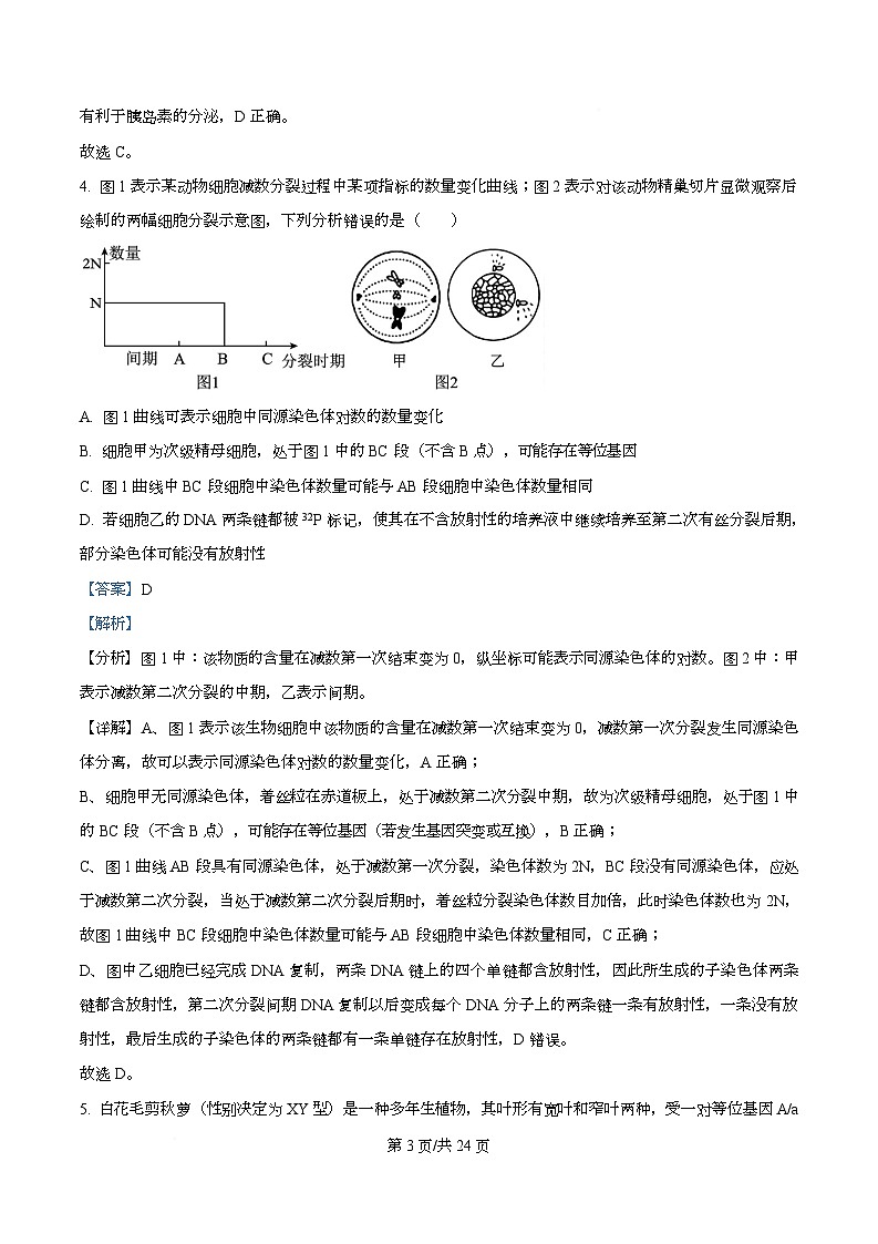 湖南省衡阳市第八中学2026届高三上学期第一次月考生物试题 Word版含解析第3页