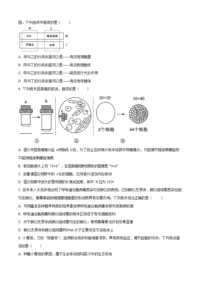 河南省南阳市六校联考2025-2026学年高一上学期10月月考生物试卷第2页