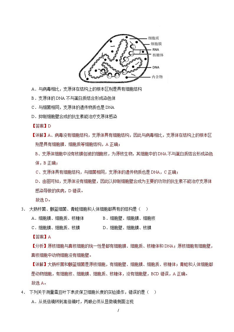 高一生物上学期第一次月考卷（四川专用）（全解全析）第2页