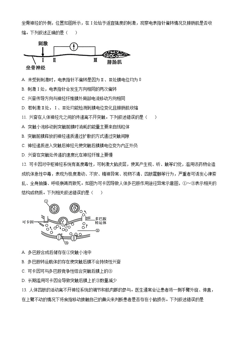 精品解析：吉林省四平市铁西区四平市实验中学2025-2026学年高二上学期9月月考生物试题（原卷版）第3页