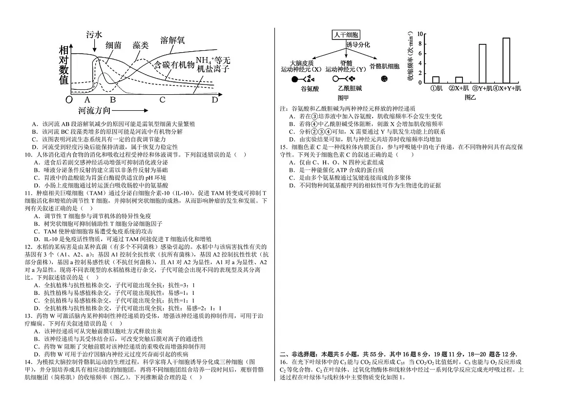 四川省广安市前锋区2026届高三第一次全真高考模拟考生物试卷+答案第2页
