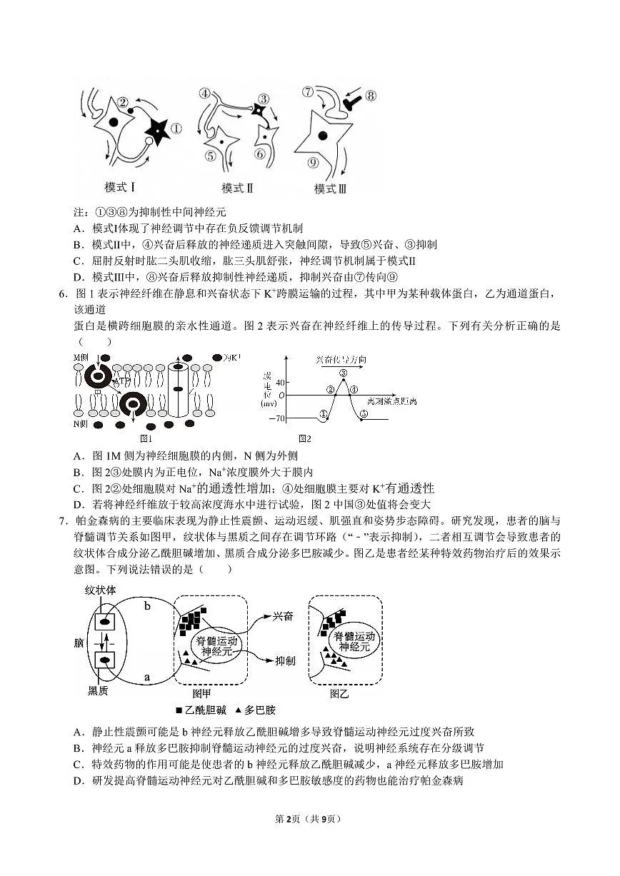 山东省日照第一中学2025-2026学年高二上学期第一次质量检测生物试卷（无答案）第2页