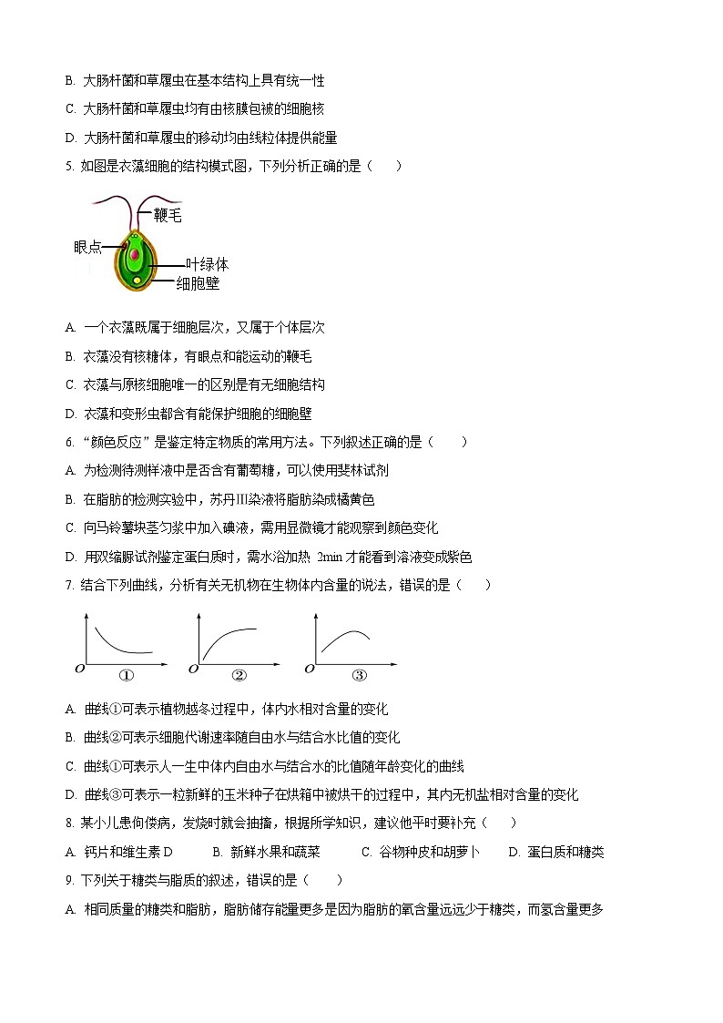 吉林省通化市梅河口市第五中学2025-2026学年高一上学期10月月考生物试卷第2页