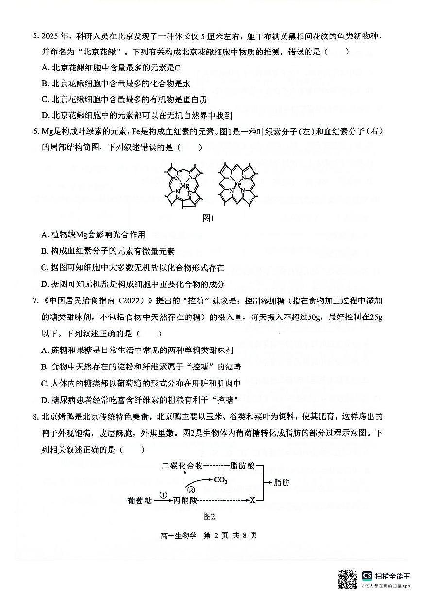 广西壮族自治区百色市贵百河联考2025-2026学年高一上学期10月月考生物试题第2页