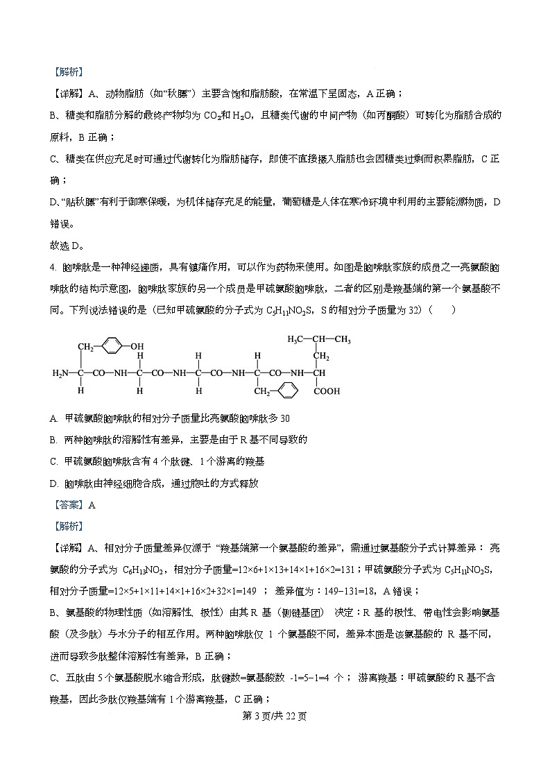 湖北省新八校协作体2026届高三上学期10月月考生物试题 Word版含解析第3页