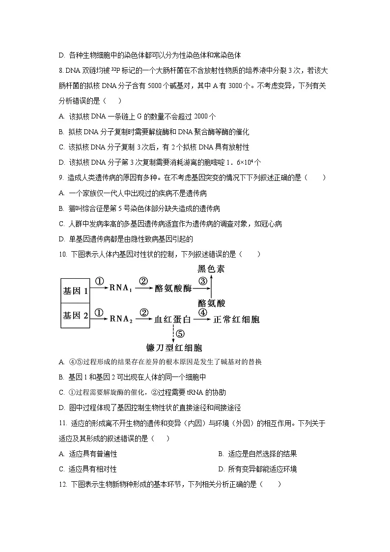 龙西北名校联合体2024-2025学年高二上学期开学考试生物试题（学生版）第3页