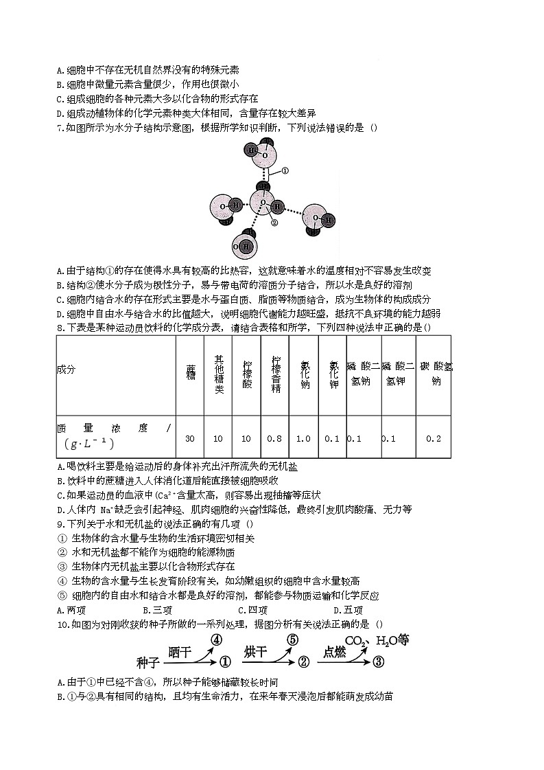 高一月考生物试卷第2页