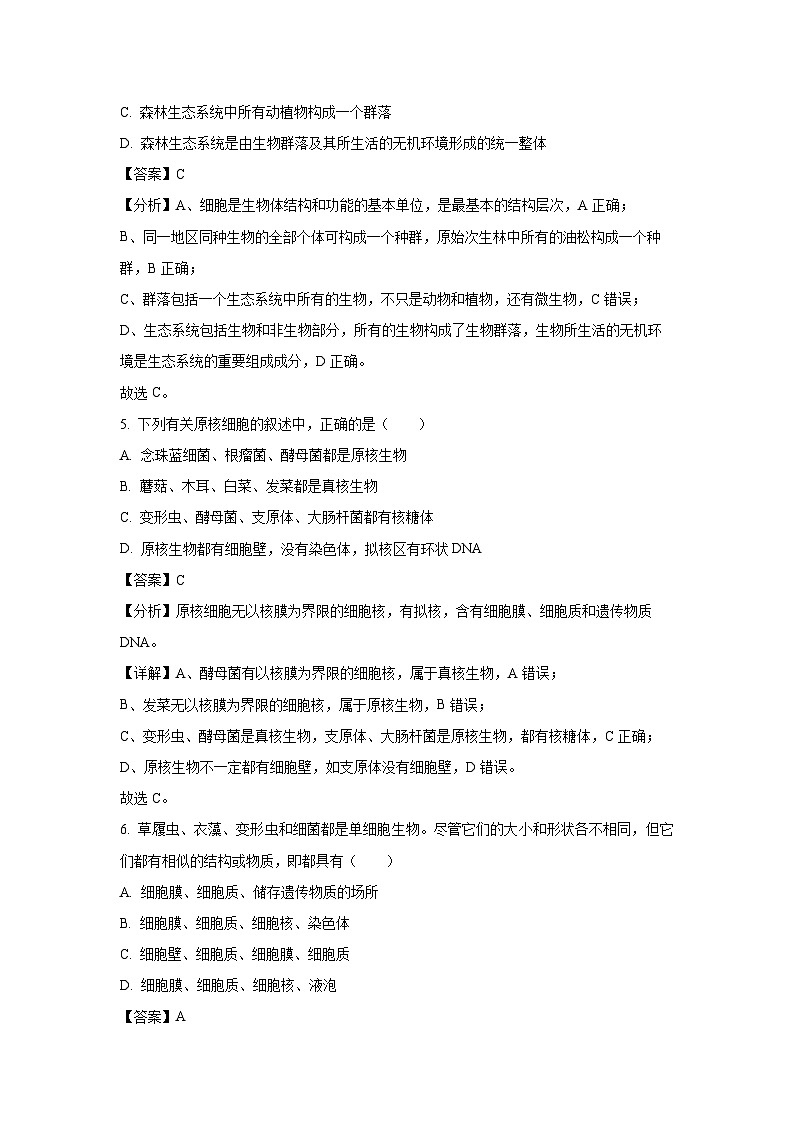 【生物】河北省定州中学2025-2026学年高一上学期第一次月考试题（解析版）第3页