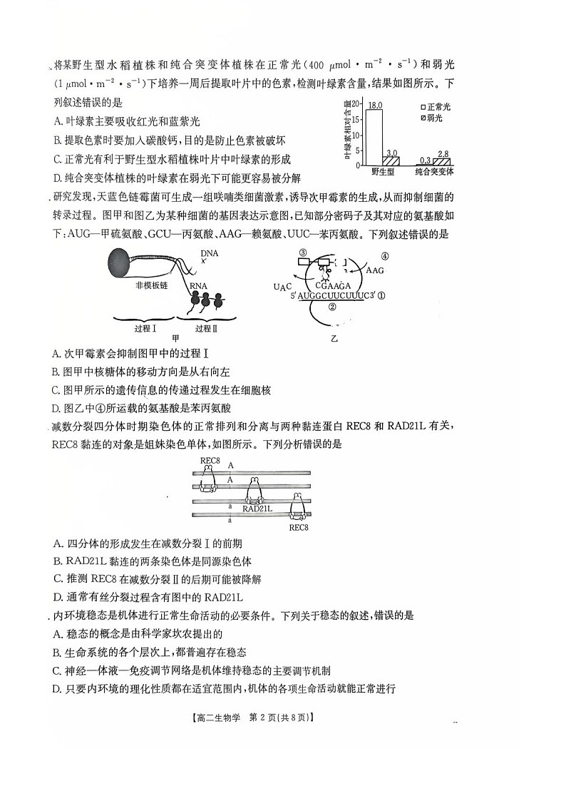 湖南省多校联考2025—2026学年高二上学期10月月考生物试卷第2页