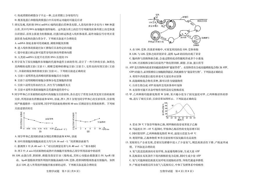 河南省2025—2026学年（上）高三阶段性检测生物第2页