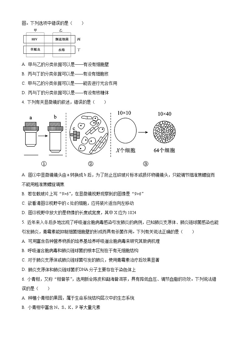 精品解析：河南省南阳市六校2025-2026学年高一上学期10月月考生物试题（原卷版）第2页