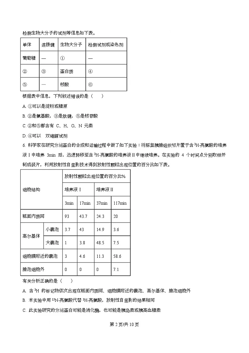 安徽省六安第二中学2026届高三上学期第二次月考生物第2页