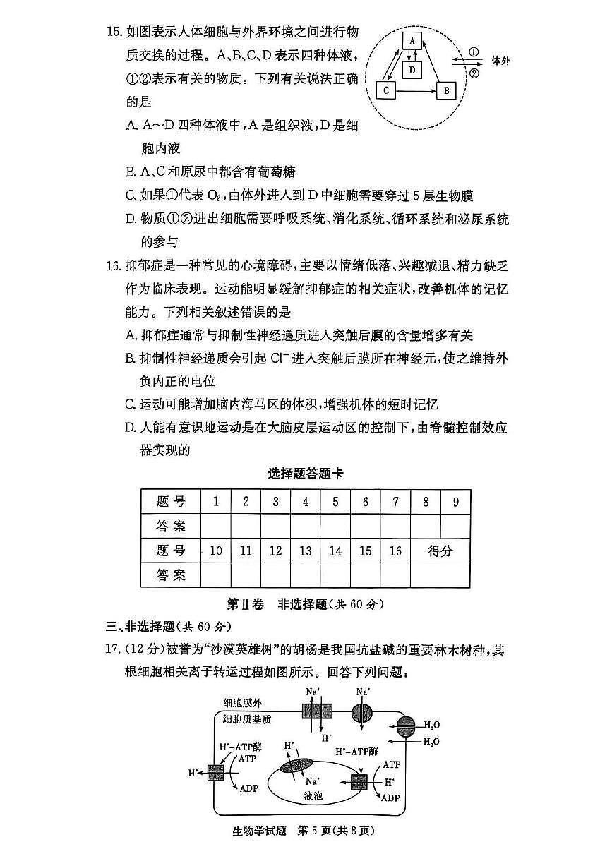 湖南省名校联考2025年秋高二上学期10月考试生物试卷第3页