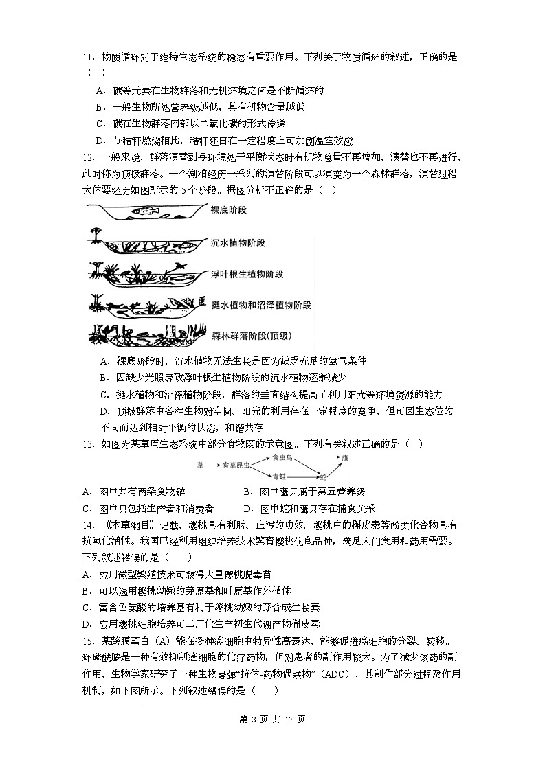 贵州省铜仁第一中学2026届高三上学期10月月考+生物试题（含答案）第3页