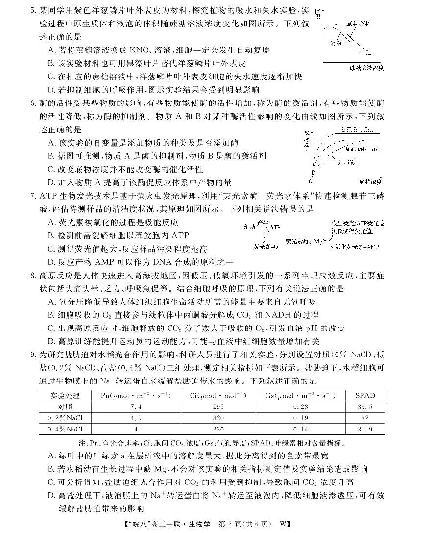 2026届安徽省皖南八校高三上学期第一次大联考生物第2页